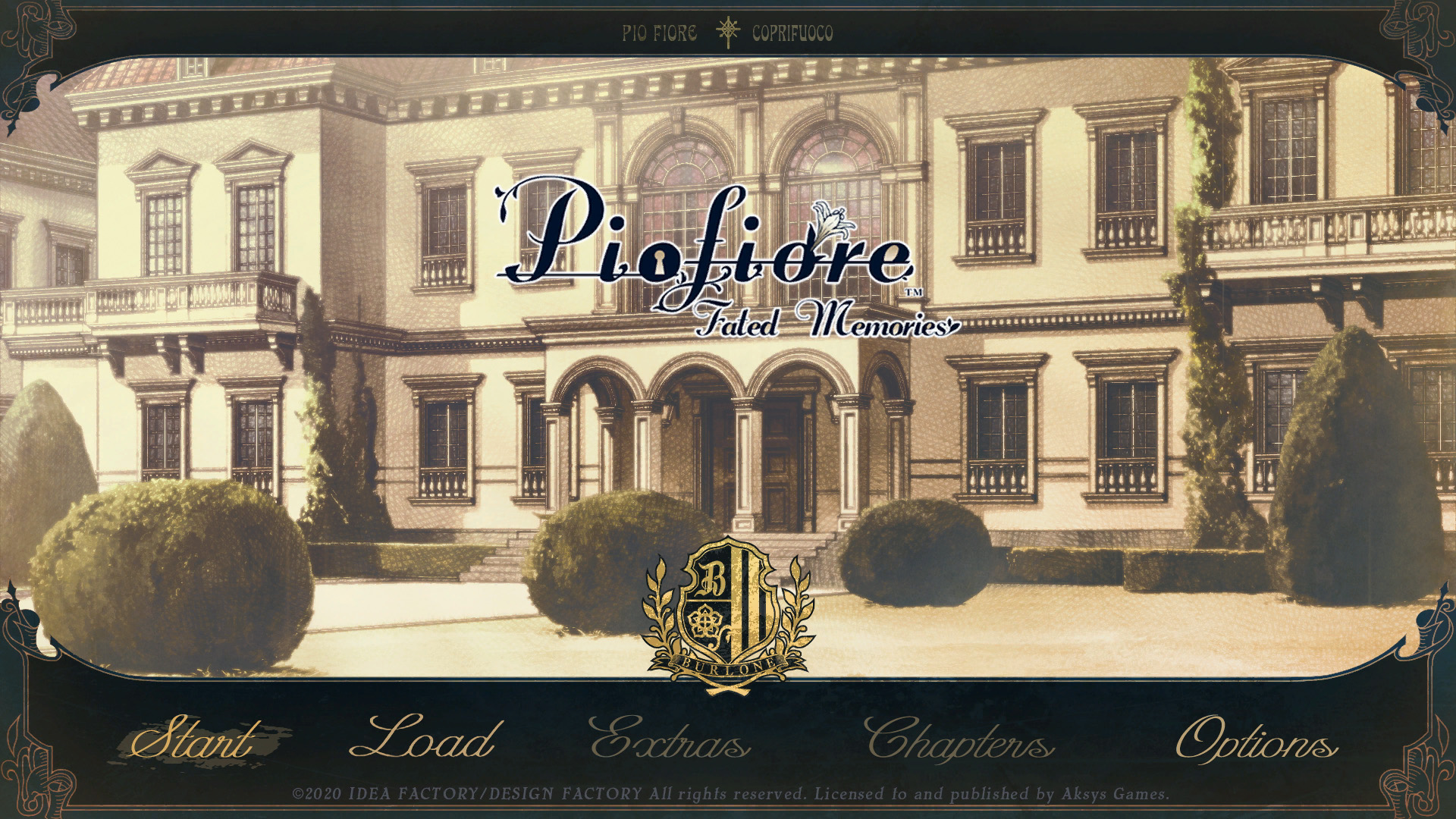 Piofiore Fated Memories Title Screen